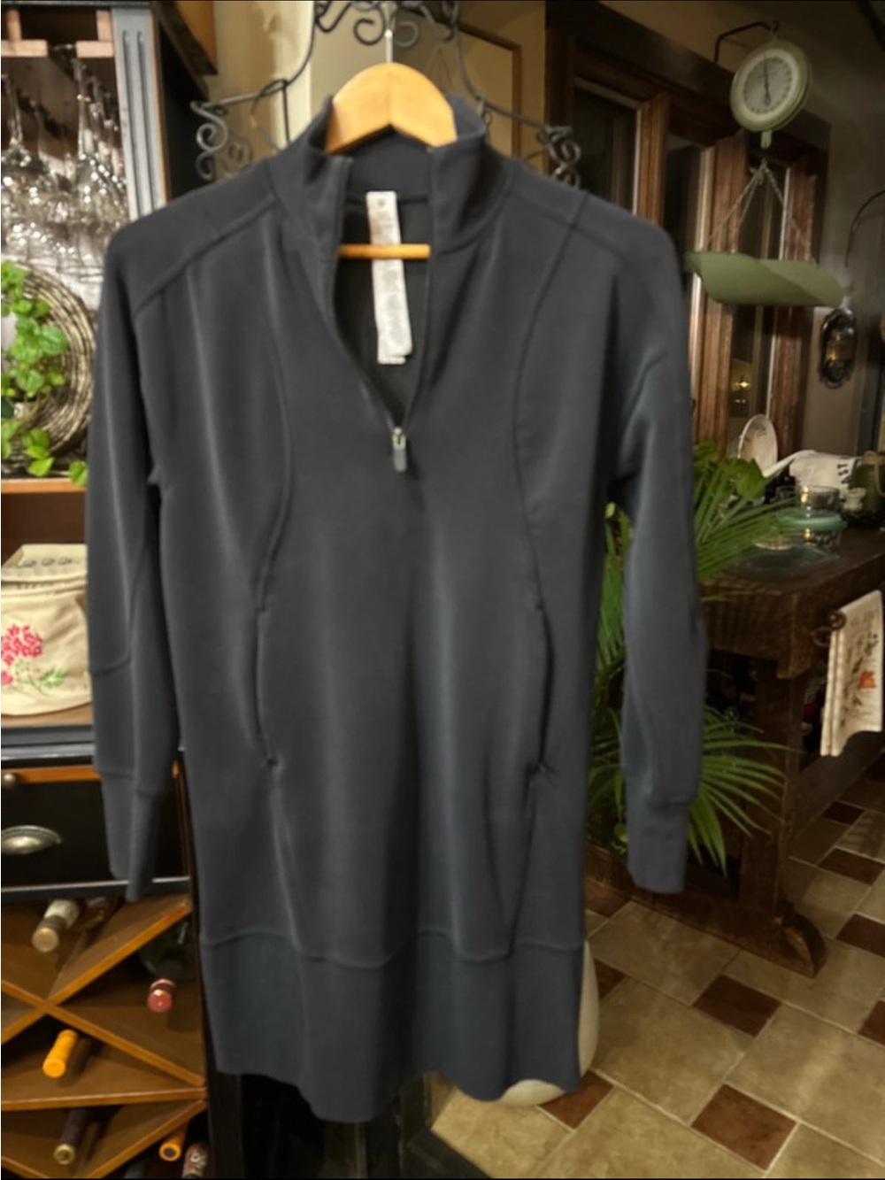 lululemon Softstreme  Black Half-Zip Longline Mini Dress